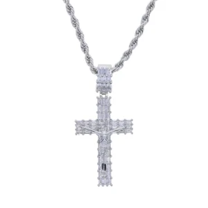 RENSINO Silver Stainless Steel Jewelry Cross Necklace Fashion Jewelry Pendants