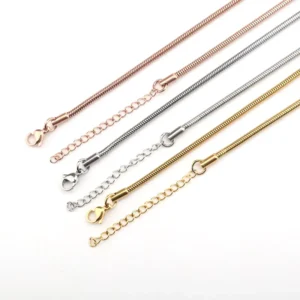 RENSINO Silver Stainless Steel Round Snake Chain for Jewelry DIY Necklace Gold Plated Link Chain for Anniversary Occasions
