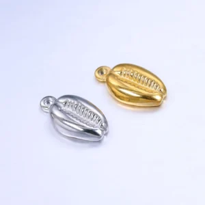RENSINO Silver Sterling Golden Filled Cowry Gold Charms for Making Jewelry Necklaces Bracelets of Stainless Steel Brass Silver