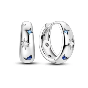 RENSINO Silver Sun Moon and Star Earrings Shining Heart Shape for Engagement Wedding Anniversary or Party Gift