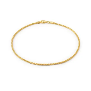 RENSINO Simple 925 Sterling Silver Gold Cable Rope Chain Anklet Foot Beach Jewellery
