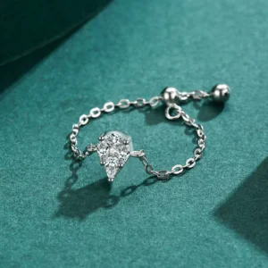 RENSINO Simple 925 Sterling Silver Zircon Chain Ring Popular Temperament Ladies Fine Jewelry Ring