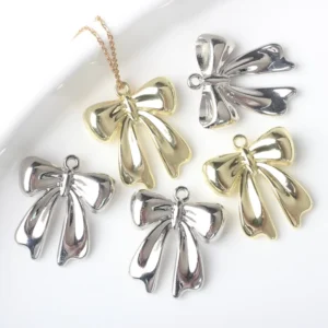 RENSINO Simple Alloy Bowknot Silver Plated Pendant DIY Bracelets Necklaces Jewelry Accessories
