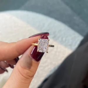 RENSINO Simple Atmosphere Princess Cut Zircon Engagement Rings for Women Silver 925 Mossanite Ring Designer Jewelry