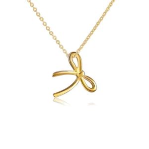 RENSINO Simple Bow Pendant Silver 925 Sterling Gold Plated Cute Best Friend Necklaces