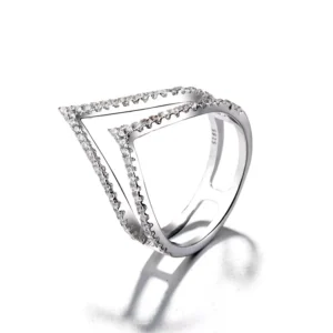 RENSINO Simple Charm Double Band Design 925 Sterling Silver Rings