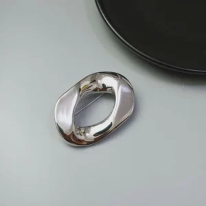 RENSINO Simple Design Hollow Elliptical Metal Niche Personality European American Instagram Style Fashion Unisex Brooch Accessory