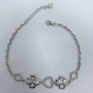 RENSINO Simple Design Pure 925 Sterling Silver Hollow Heart Flower Shape Bracelet Jewelry