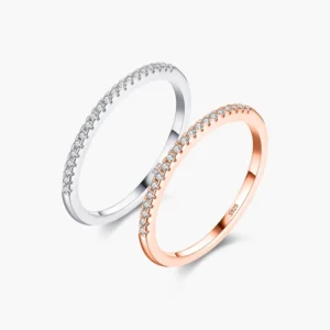 RENSINO Simple Elegant Silver Ring Solid 925 Sterling Silver Dazzling Clear CZ Finger Rings for Women Wedding Statement Jewelry