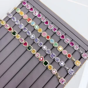 RENSINO Simple Fashion Luxury Candy Colored Bracelet High Quality Brass Zircon Jewelry