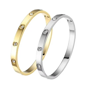 RENSINO Simple Fashionable Titanium Steel & Stainless Steel Women’s Diamond Inlaid Bracelets Non Fading Accessories