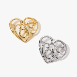 RENSINO Simple Hollow Heart Shaped Wedding Brooch Zinc Alloy Fashionable Versatile Niche Corsage High End Anti Exposure Pin