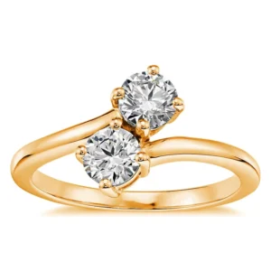 RENSINO Simple Jewelry Plated Wedding Ring Gold Latest Zircon Double Stone Silver Fashion Designs For Women Silver 925 Classic