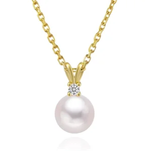 RENSINO Simple Pearl Necklace for Women 925 Sterling Silver 7.5mm Freshwater Cultured Pearl Pendant Necklace