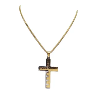 RENSINO Simple Religious Cross Pendant Necklace Unisex Stainless Steel with Pearl Gold Silver Fashion Geometric Jewelry for Men
