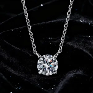 RENSINO Simple S925 Sterling Silver VVS D Color 1 Carat 2CT 3CT 5CT Moissanite Pendant Necklace for Women Engagement Wedding Gift