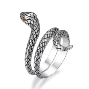 RENSINO Simple Silver Plating Snake Ring Open Adjustable Rings For Unisex