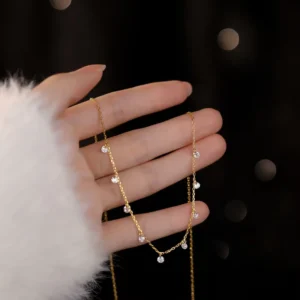 RENSINO Simple Style S925 Sterling Silver Full Crystal Zirconia Drop Necklaces for Girl Friend Gifts Wedding Jewelry YB XY 202