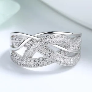 RENSINO Simple Vintage 925 Sterling Silver Cubic Zirconia Rings for Women