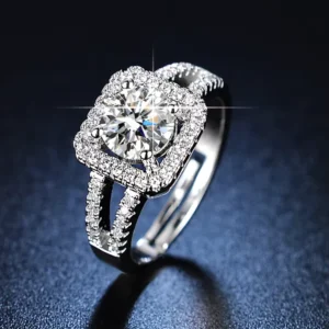 RENSINO Simulated Mozambique Stone Ring Women’s Six Claw Wedding Ring