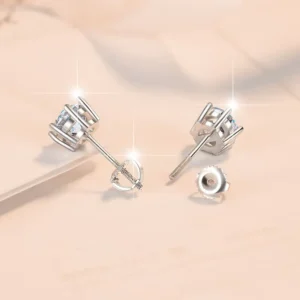 RENSINO Six Claws 1Ct Diamond VVS1 D Moissanite Screw Stud Earrings for Women