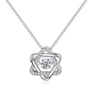 RENSINO Six pointed star Pendant Necklace 925 Silver Female Fine Jewelry Personalize