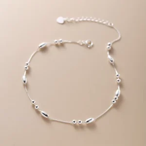 RENSINO Small Geometric Round Ball Shape Anklet 925 Sterling Silver Jewellery Fashion Jewelry Anklets for Women