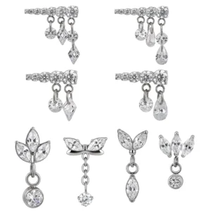 RENSINO Small MOQ ASTM F136 Implant Grade Titanium 16G Body Piercing Earrings Hypoallergenic Cartilage Piercing Jewelry