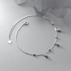 RENSINO Small Round Ball Shape 925 Sterling Silver Anklets Bracelet Fashion Jewelry for Women