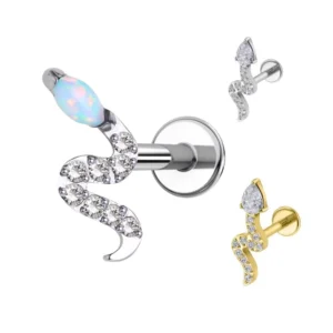 RENSINO Snake Cartilage Ear Piercing Earring Helix Tragus Earring Fashion Piercing for Women Men