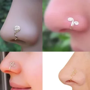 RENSINO Snake Non Piercing Stainless Steel Nose Cuffs Clip On Body Jewelry Stylish Nose Rings