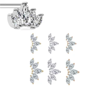 RENSINO Solid 925 Silver Body Piercing Jewelry Threaded Flat Back Stud Ear Cartilage Earrings