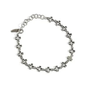 RENSINO Solid 925 Sterling Silver Bracelet for Women Retro Cross Chain Bracelet Silver Chain Charm Body Jewelry Party Accessories