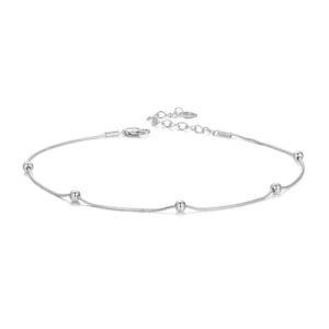 RENSINO Solid 925 Sterling Silver Dazzling Beads Anklet Chian Bracelet for Leg Female Foot Jewelry for Women
