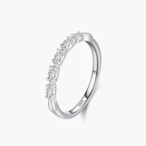 RENSINO Solid 925 Sterling Silver Simple Stackable Cubic Zirconia Finger Rings for Women Engagement Anniversary Jewelry