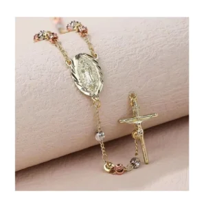 RENSINO Solid Gold Rosary Religious Jewelry Gold Electroplated Manufacturers Virgen De Guadalupe Religious Christian 18K Gold Jewelry