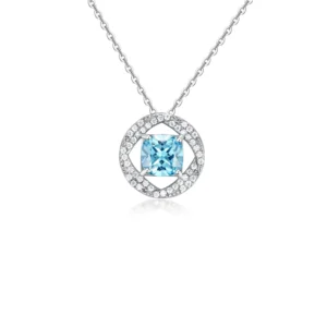 RENSINO Solid Silver 925 Round Pendant Zircon Stone Trendy Jewelry for Women