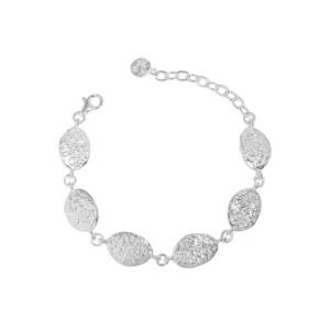 RENSINO Solid Silver Oval Shape Leave Bracelet for Women Fashion Jewelry