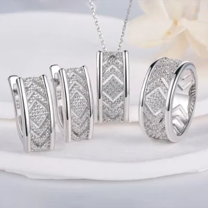 RENSINO Solid Sterling Silver Vintage Jewelry Set for Woman of Silver Jewelry