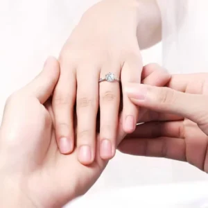 RENSINO Sparkling Moissanite Finger Ring Solid 925 Sterling Silver Classic Bridal Wedding Band Trendy Fine Jewelry