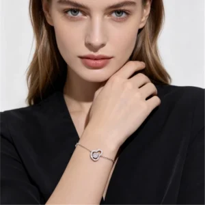 RENSINO Sparkling S925 Silver Extendable Bracelet Luck Themed Gourd with Round Moissanite in Pave Prong Setting for Gift Chic Bracelet