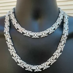 RENSINO Sparkly Shining Jewelry Stylish VVS Moissanite Miami Cuban Chain Fashion 14mm Silver 925 Cuban Link Necklace