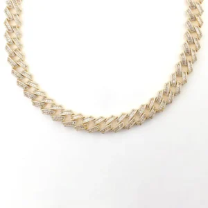 RENSINO Special Design 925 Silver Gold Plated Cuban Link Chain Moissanite 18mm Hip Hop Iced Out Jewelry Men Unisex Pass Tester