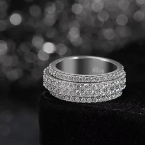 RENSINO Spin 925 Sliver Hiphop Ring Jewelry