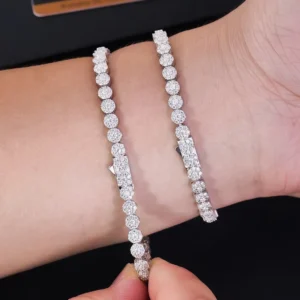 RENSINO Spot High End Brilliant Jewelry Vvs Moissanite Diamond Iced Out Tennis Bracelet 925 Sterling Silver for Men Women Gift