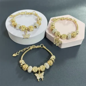 RENSINO Spring New Models Gold Color butterfly Charms Women Charms Bracelet for Valentine’s Day