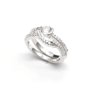 RENSINO Stackable 925 Sterling Silver Cubic Zirconia Wedding Teardrop Bride Ring Engagement Eternal Ring