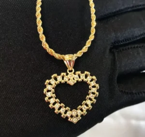 RENSINO Stainless Name Pendant Steel Gold Plated Cartoon Classic Design Nugget Rollie Diamond Heart Frame Necklace for Women Men Jewelry