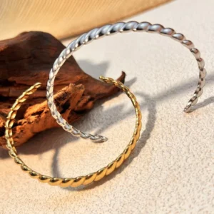 RENSINO Stainless Steel 18K Genuine Gold Electroplating Bracelet Simple and Elegant Suitable for Men and Women Gift Vacations Parties