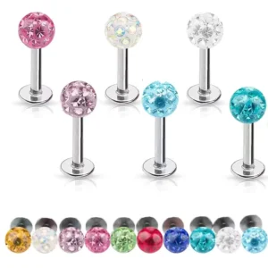 RENSINO Stainless Steel 3mm 4mm Gold Plated Pierced Ear Lip Labret Studs Helix Ear Flat Back Earring Tragus Cartilage Piercing Jewelry